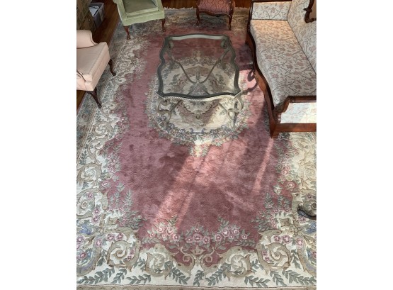 Custom Rose Handwoven Wool Carpet, Made In India