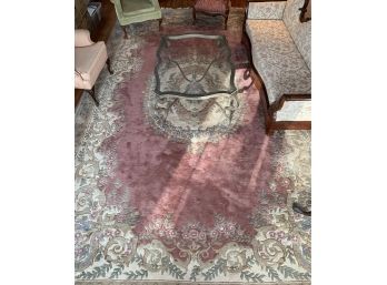 Custom Rose Handwoven Wool Carpet, Made In India