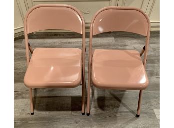 Vintage Pink Metal Folding Chairs