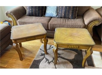 Contemporary Wood Pair Of End Tables