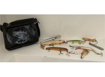 Vintage Collection Of Fishing Lures W/ Lure Pouch/Bag