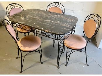 Vintage Mid Century Iron Table And Chairs Kitchen Dining Set