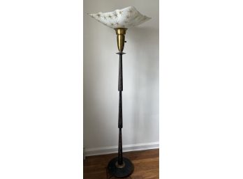 Mid-Century Brass Floor Lamp W/Shade