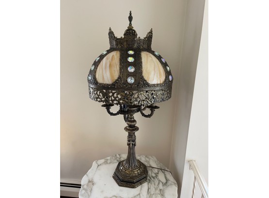 Vintage Ornate Metal Filigree Table Lamp #1