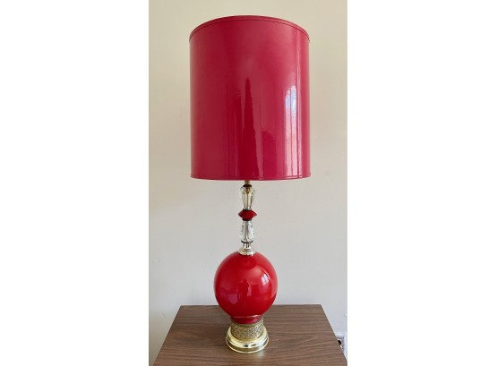 Vintage Mid Century Red Table Lamp