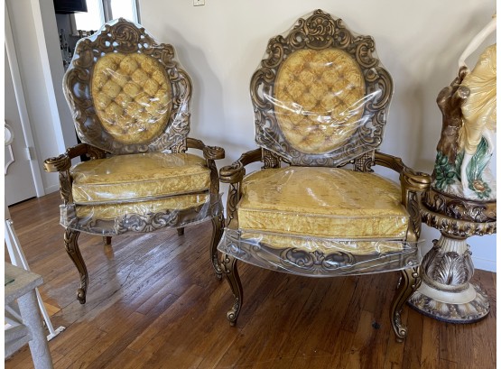 Vintage Pair Of Ornate Armchairs
