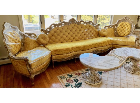 Vintage Ornate French Provincial Style 3 Piece Sofa