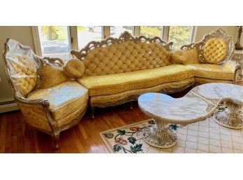Vintage Ornate French Provincial Style 3 Piece Sofa
