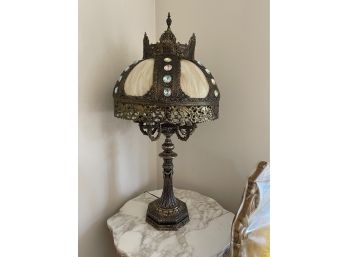 Vintage Ornate Metal Filigree Table Lamp #2