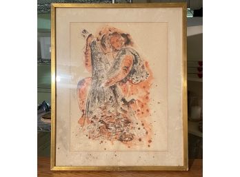 Vintage Mid Century Signed And Framed Lithograph