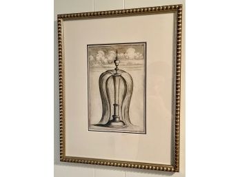 Vintage Framed Architectural Fountain Print