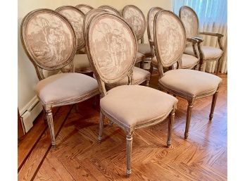Vintage Antique Set Of 10 Louis XVI Style Dining Chairs