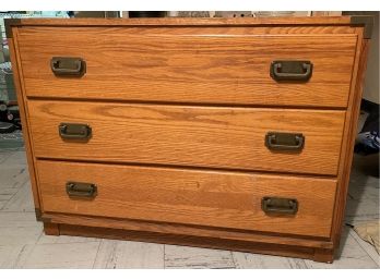 Vintage Mid Century Campaign Style 3 Drawer Chest