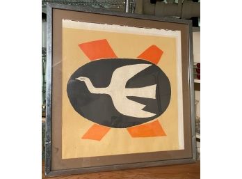 Vintage Mid Century Framed Dove Lithograph Or Print