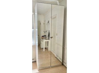 Contemporary Modern White Armoire Closet With Mirrored Doors