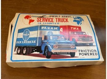 Vintage 1960's Lot Of 10 World Airways Service Trucks Friction Cars In Original Box