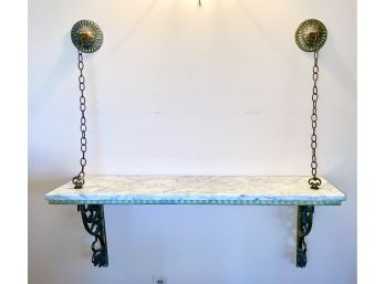 Vintage White Marble Wall Mounted Decorative Shelf