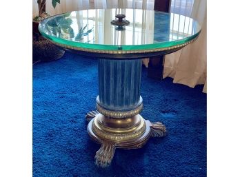 Antique Custom Victorian Medallion Glass Cocktail Size Top Pedestal Table-Unique!