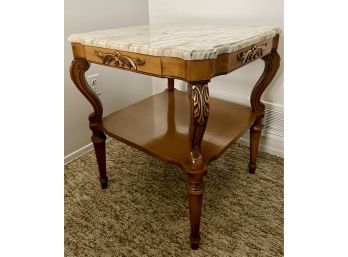 Vintage Marble Top Two Level End Table