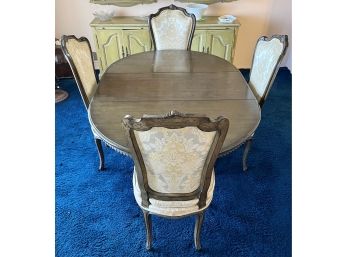 1960s Pedestal Wood Dining Table W/ 4 Chairs