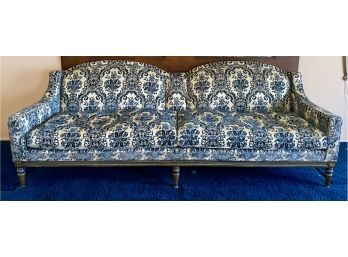Vintage Decorator Blue Cut Velvet Sofa