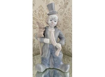 Vintage Porcelain Blue & White Clown Figurine