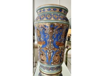 Vintage Signed 'De Marines' Terracotta Italian Hand Painted Vase