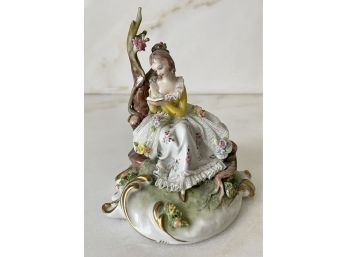 Vintage Porcelain Capodimonte Girl On Swing Figurine With Original Markings
