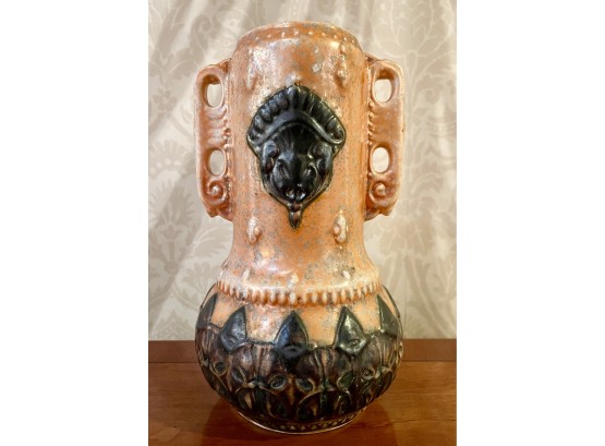 Vintage Unique Motif Sculptured Ceramic Vase- South American