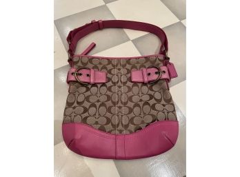 Authentic Vintage Pink Leather Signature Coach Handbag