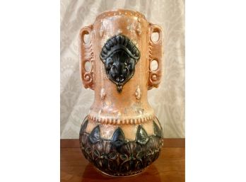 Vintage Unique Motif Sculptured Ceramic Vase- South American