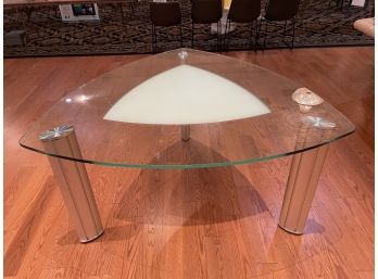 Vintage Modern Shield Shape Glass & Chrome Table