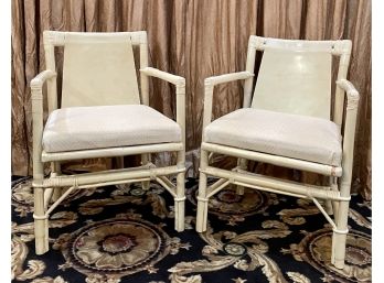 Vintage Bamboo Arm Chairs-White