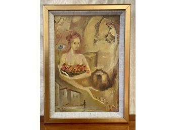 Vintage Oil Painting Of A Beautiful Woman, Signed