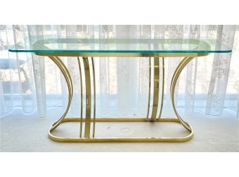 1980s Vintage Modern Design Brass And Glass Side Table