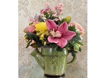 Vintage Faux Floral Boutique In Ceramic Water Pitcher