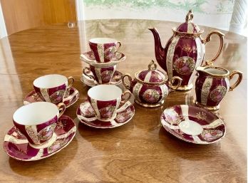 Vintage Cranberry Tea Set
