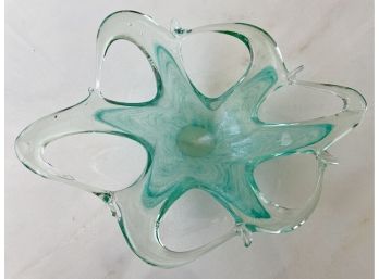 Vintage Hand Blow Glass Sculpture Dish