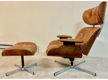 Vintage Mid Century Eames Style Selig Lounge Chair And Ottoman