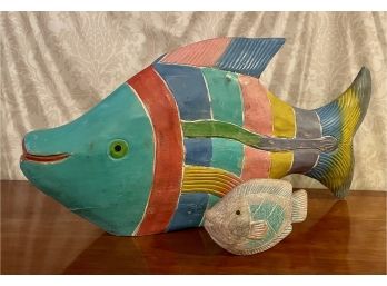 Vintage Wooden Fish Sculptures