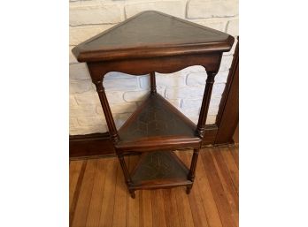 Vintage Three Level-Leather Topped Triangle Shape Display (Plant Stand)