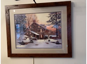 ' Bystrom' Signed & Numbered Artist Proof Lithograph-Winter Cabin