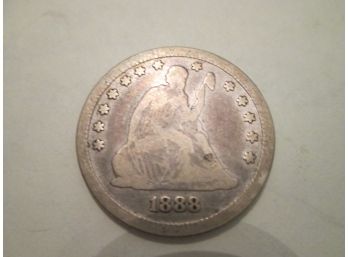 1888  'S' - Authentic SEATED LIBERTY Quarter $.25 United States