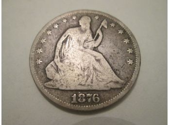 1876 Authentic SEATED LIBERTY Half $.50 United States