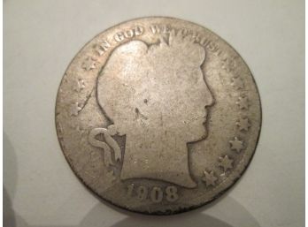 1908O Authentic BARBER Half Dollar $.50 United States