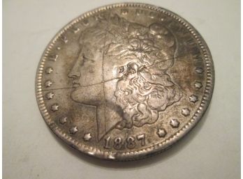 1887O Authentic MORGAN Silver Dollar $1 United States
