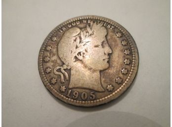 1905 Authentic BARBER Quarter $.25 United States