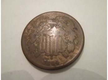 1864 Authentic SHIELD TWO CENT $.02 United States