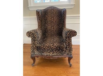 Antique Queen Ann Style Armchair With Leopard  Fabric-Very Chic!