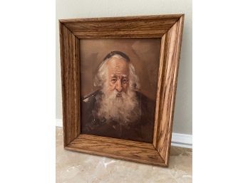 Antique 19th Century   Original Oil Painting Of A 'Rabbi' Framed-  Signed L. William
